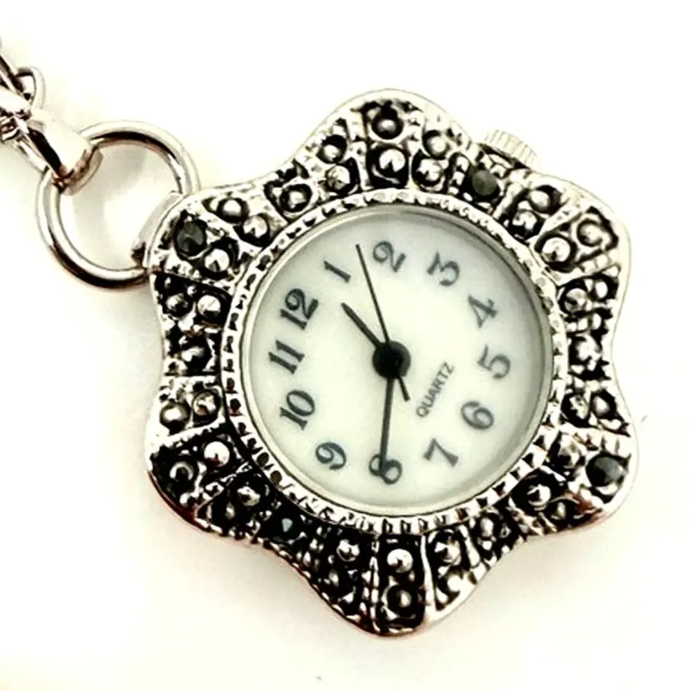 Lot 4 Pocket Watch Locket Pendant Necklaces Silver Gold Tone Wood Repousse
